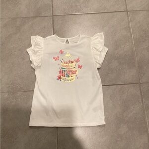 White Ruffled Kids Shirt with Birdcage Design